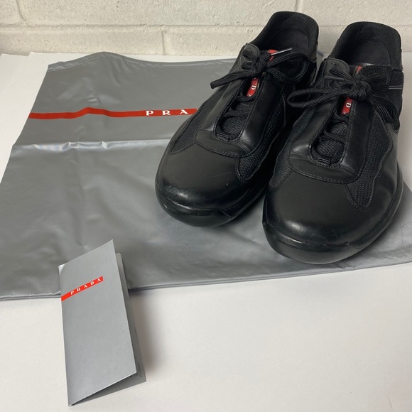 Men’s PRADA America’s Cup Black Sneakers Size 10 - Picture 1 of 6